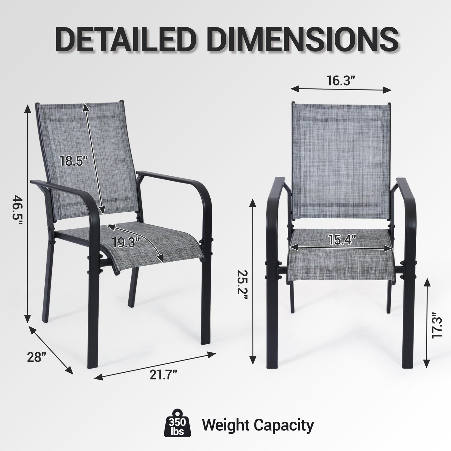 DELMANGO Patio Chairs Set of 8, Outdoor Dining Chairs High Back, All-Weather Padded Textilene Dining Chair for Lawn Porch Garden,Gray