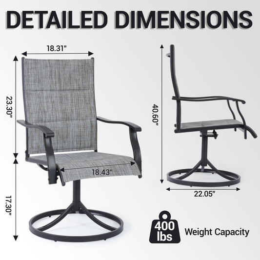 DELMANGO Patio Swivel Chairs Set of 4, Outdoor Dining Chairs High Back, All-Weather Textilene Swivel Rocker Chair for Lawn Porch Garden, Gray