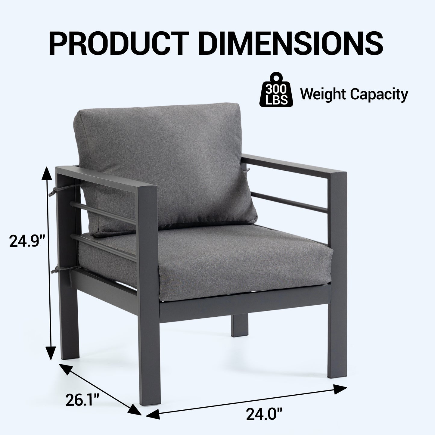 DELMANGO 2 Pieces Outdoor Patio Chairs Set with Removable Washable Cushions, Wide Armrests & All-Weather Metal Frame for Garden, Balcony, Backyard - Grey