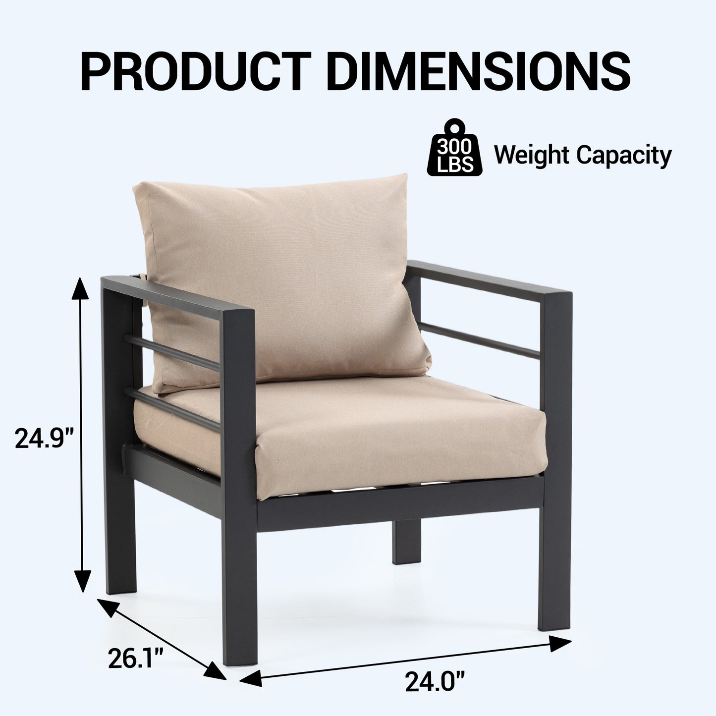 DELMANGO 2 Pieces Outdoor Patio Chairs Set with Removable Washable Cushions, Wide Armrests & All-Weather Metal Frame for Garden, Balcony, Backyard - Beige