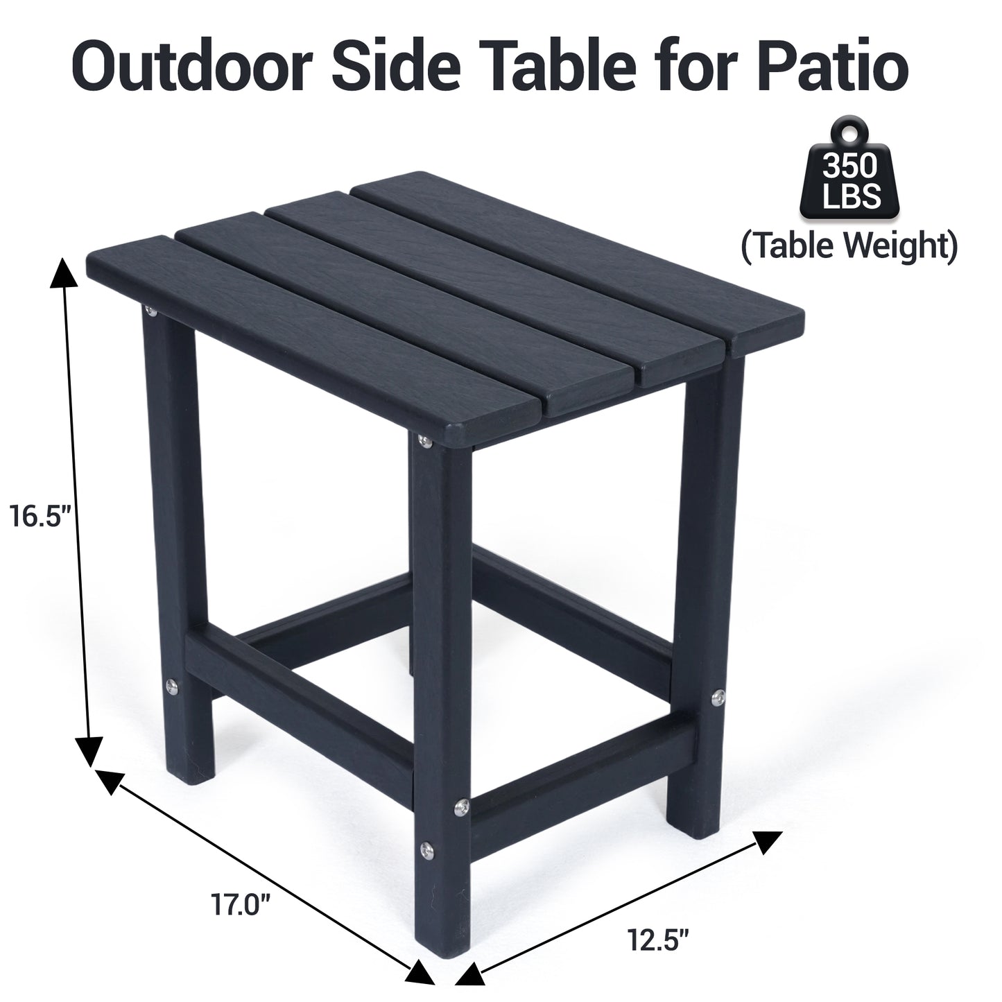 DELMANGO HDPE Outdoor Side Table - All Weather Performance Patio Side Table, Waterproof Small Outdoor End Table for Patio, Garden, Lawn, Pool, Balcony, Living Room Black