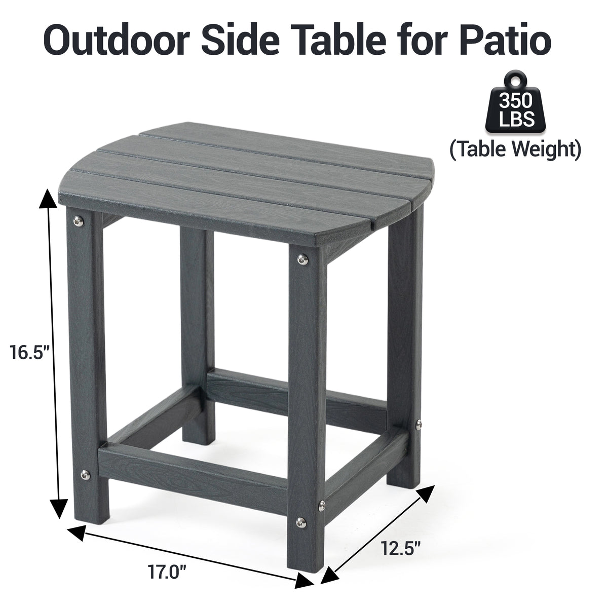 DELMANGO HDPE Outdoor Side Table - All Weather Performance Patio Side Table, Waterproof Small Outdoor End Table for Patio, Garden, Lawn, Pool, Balcony, Living Room Gray