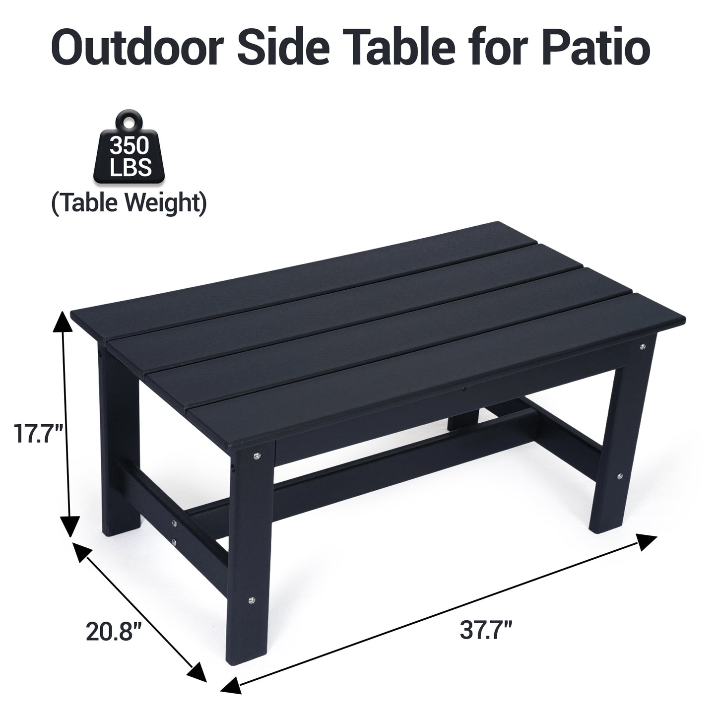DELMANGO Outdoor HDPE Coffee Table Black