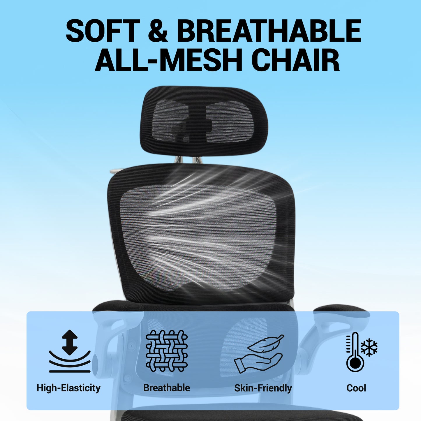 Delmango Office Chair, Ergonomic Desk Chair with Flip-up Arms, Coat Hook, Adjustable Headrest and Lumber Support, Mesh Computer Chair, 330 LBS, Gray