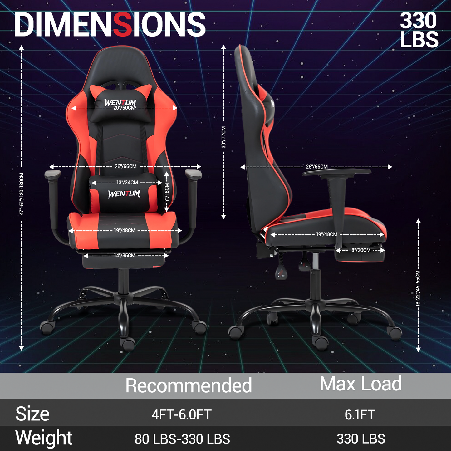 DELMANGO Massage Gaming Chair with Recline and Footrest, Racing Style PU Leather Office Desk Chair with Head Pillow for Adults, Red