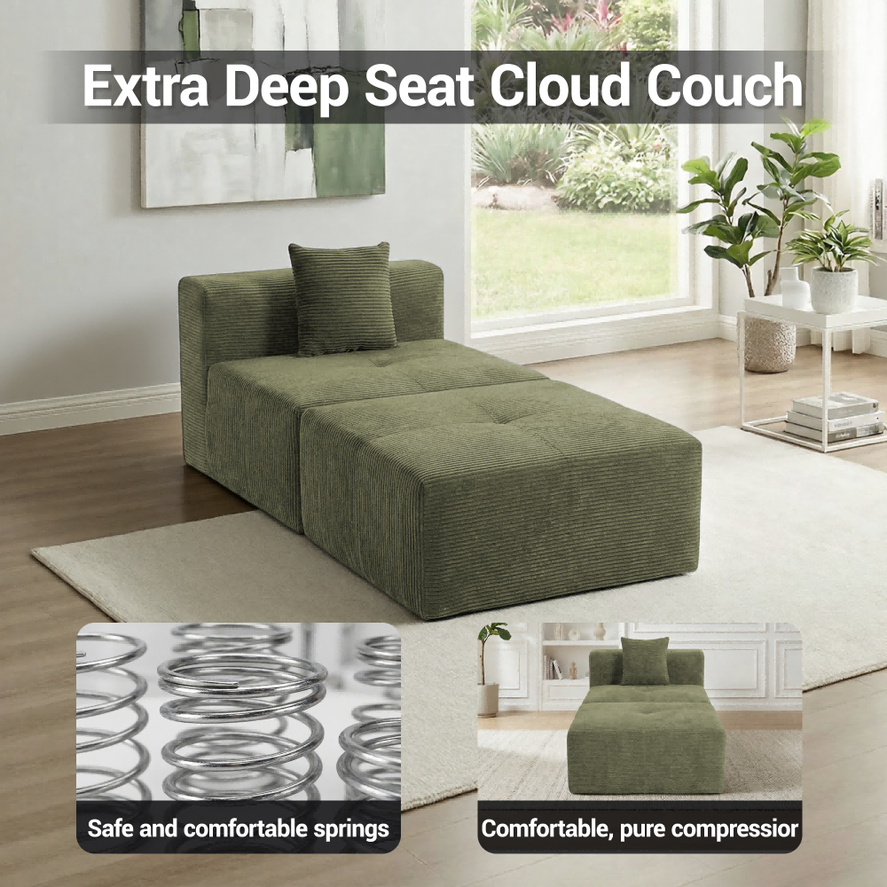 DELMANGO Cloud Sectional Sofa Bed, Sleeper Couch for Living Room, Extra Deep Loveseat, No Assembly,Green