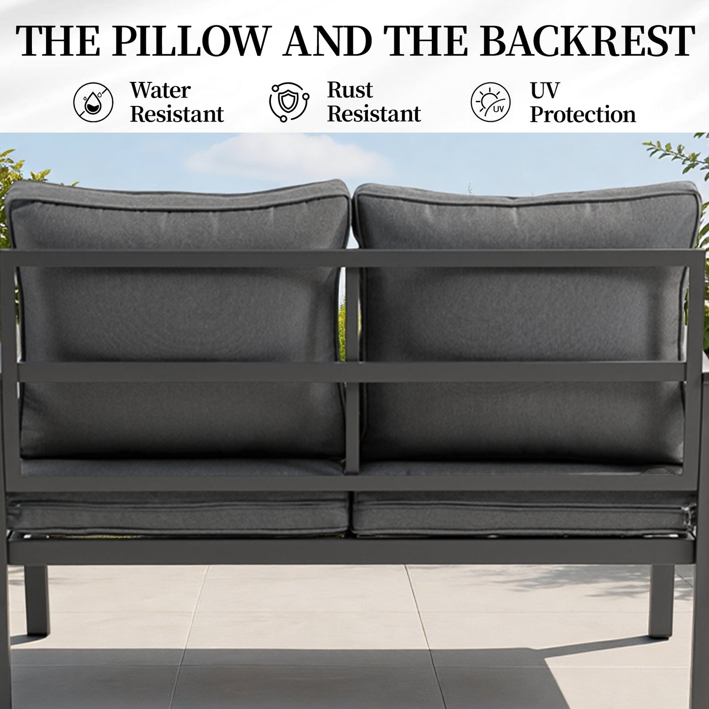 DELMANGO Outdoor Patio Furniture Set, 2 Seats, Oversized Outdoor Sectional with Washable Thick Cushions, Coffee Table and Waterproof Cover, Patio Conversation Sets for Porch, Balcony, Grey