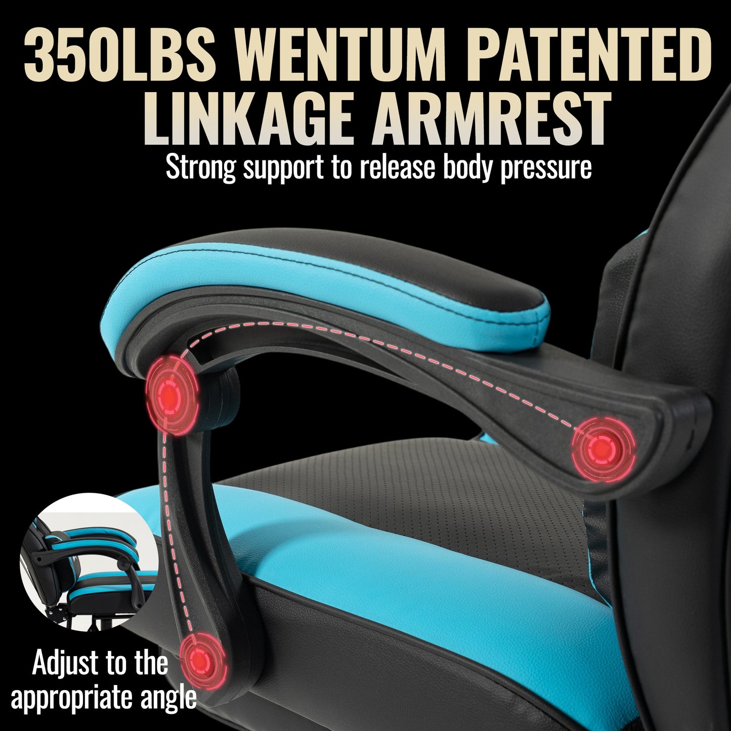 Big & Tall Gaming Chair 350lb Weight Capacity with Footrest, Ergonomic Video Game Chair for Adults with Oversized Headrest and Lumbar Pillow, Computer Chair Gaming for Office£¨Blue£©