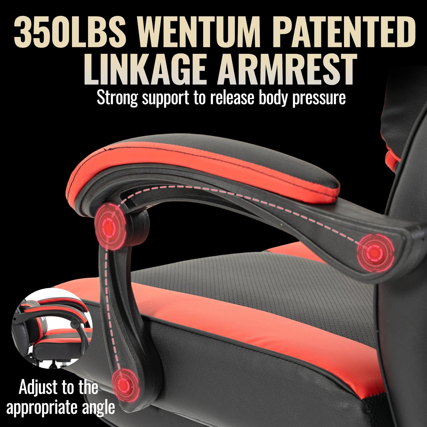 Delmango Gaming Chair 350lb Weight Capacity with Footrest, Big & Tall Ergonomic Office Chair for Adults with Oversized Headrest and Lumbar Pillow, Computer Chair Gaming for Office£¨Red£©