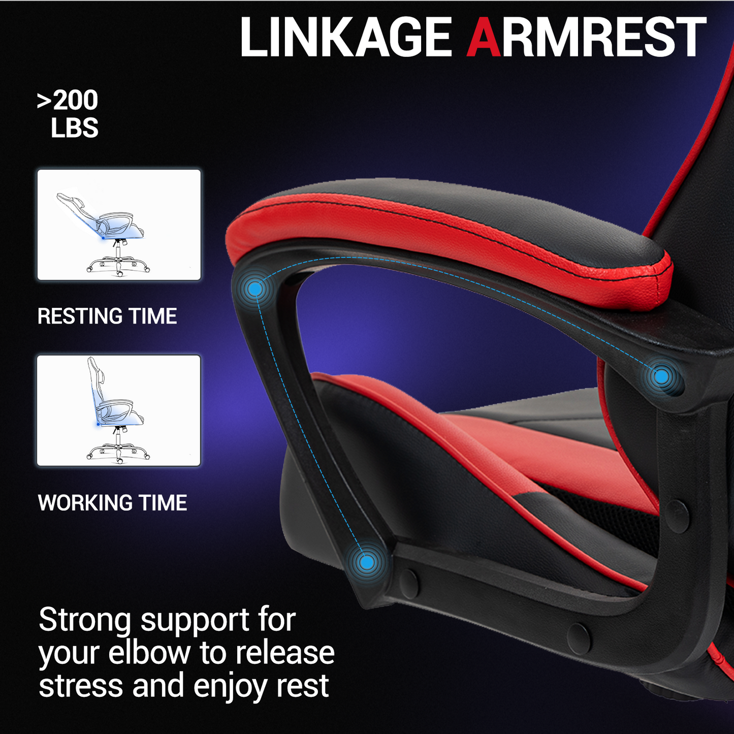 DELMANGO Ergonomic Gaming Chair, Racing Style Office Computer Desk Chair, Swivel PU Leather PC Gamer Chair, Red