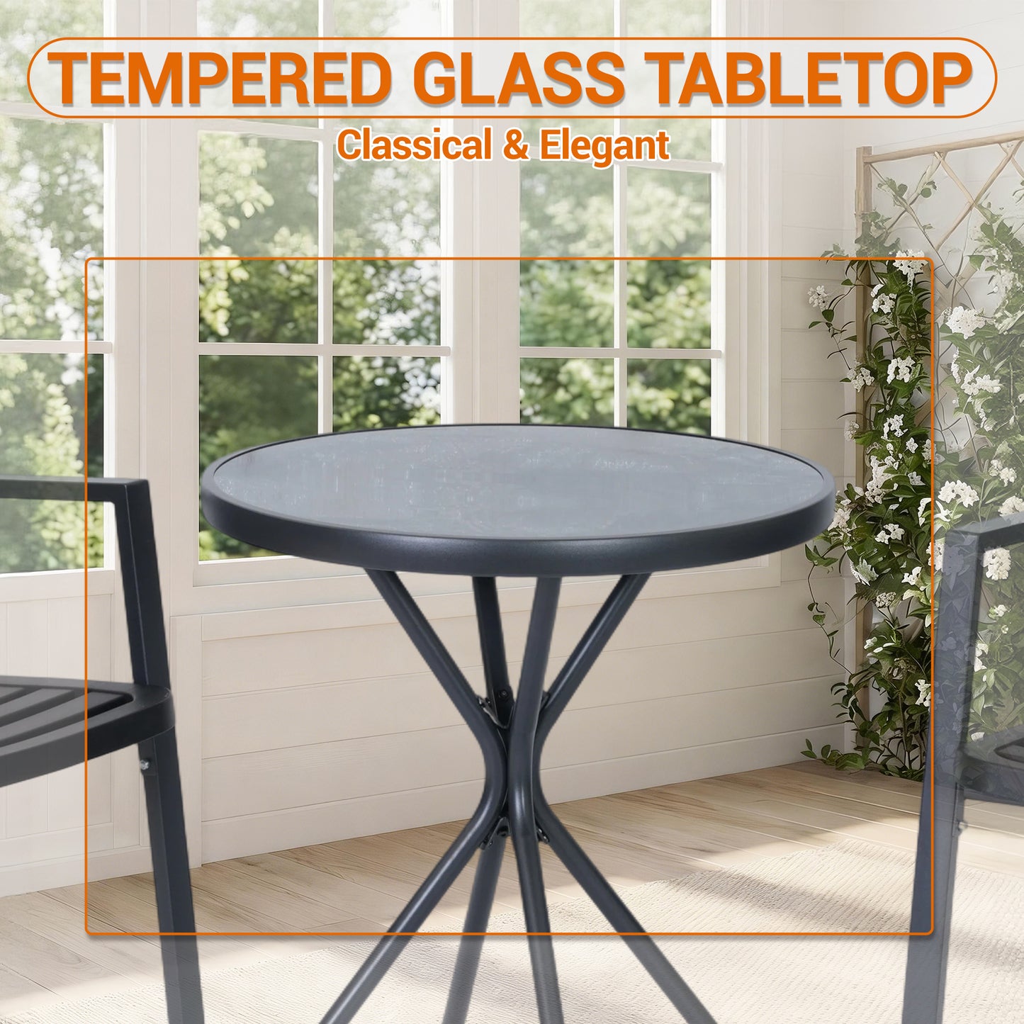 DELMANGO 3 Pieces Bistro Table and Chairs, Waterproof Patio Furniture Set, All-Weather Outdoor Table and Chairs, Balcony Furniture for Porch, Yard, Garden, Black