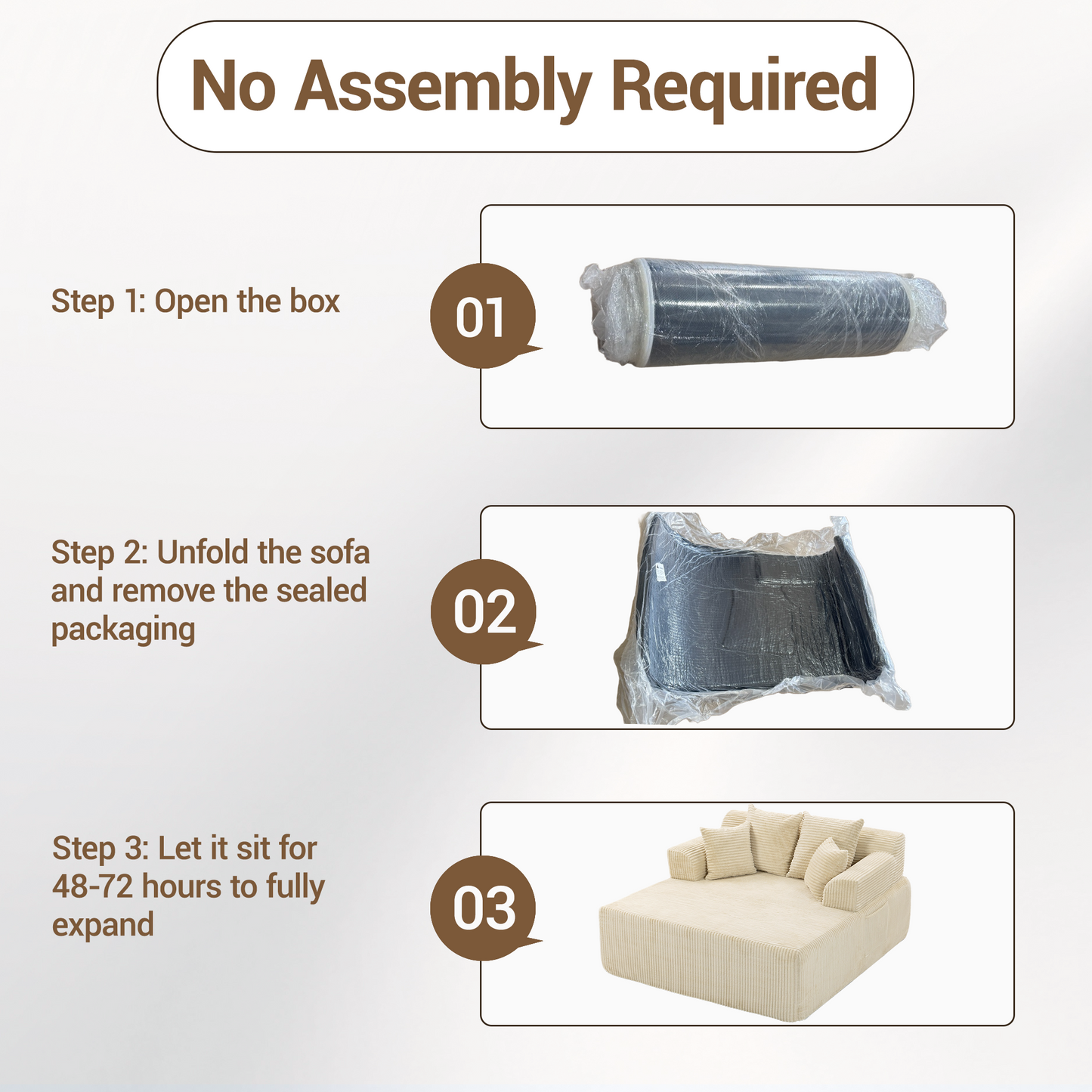 DELMANGO 58" Corduroy Chaise Lounge Chair, Oversized Boneless Sleeper Sofa with Armrests & 4 Pillows, No Assembly, for Living Room, Beige