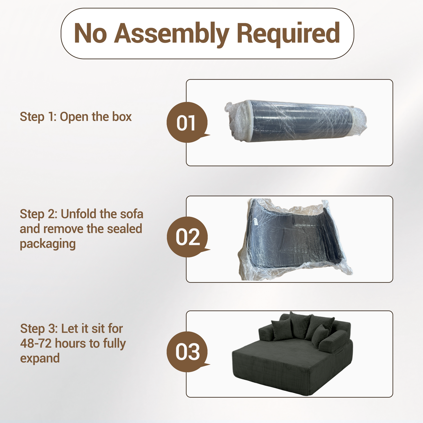 DELMANGO 58" Corduroy Chaise Lounge Chair, Oversized Boneless Sleeper Sofa with Armrests & 4 Pillows, No Assembly, for Living Room, Grey