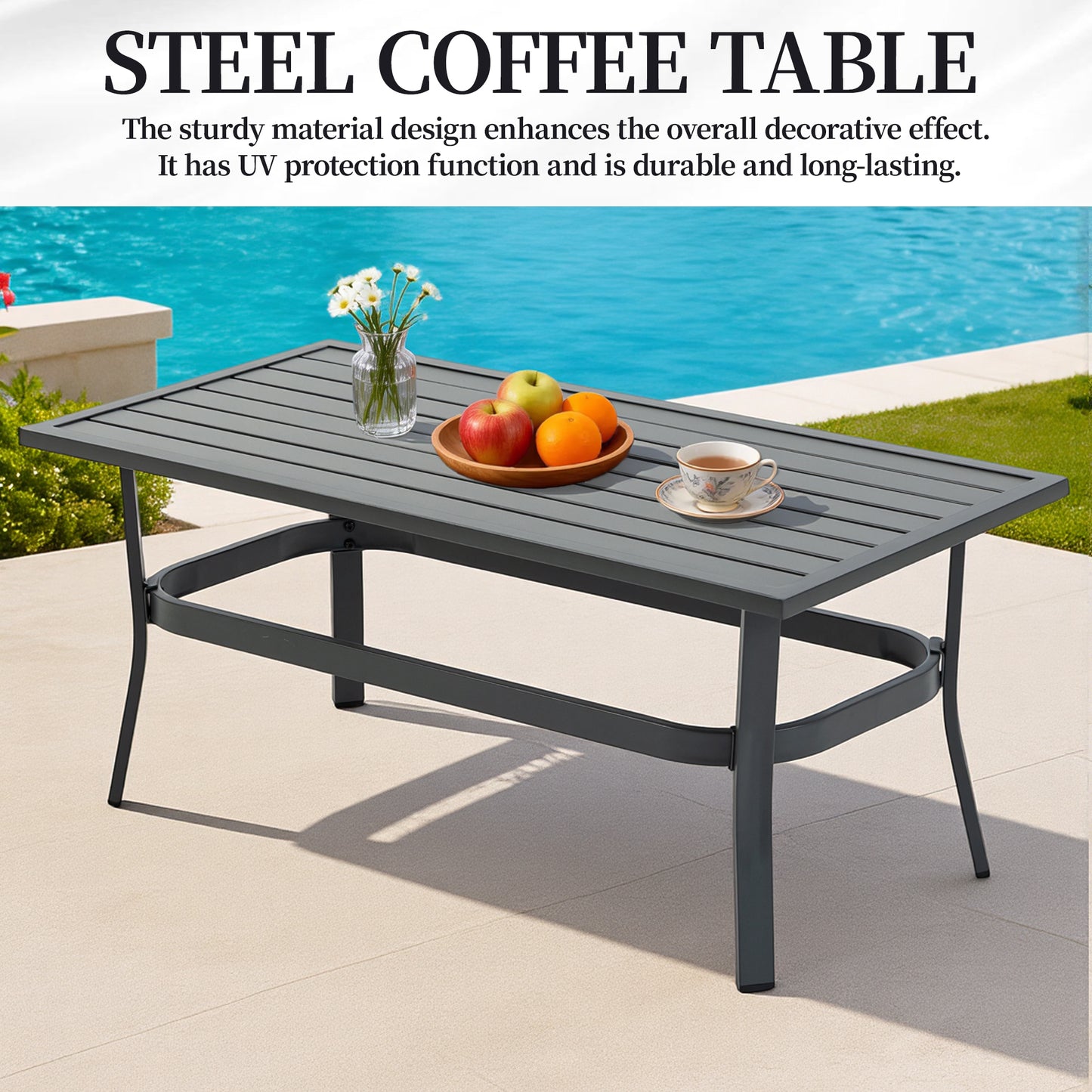DELMANGO 8 Pieces Outdoor Patio Furniture Sets,Outdoor Metal Conversation Set Sofas with 1 three-seater sofa,1 loveseat Sofa,2 Swivel Chairs,2 footstools,1 Side Table,with Cushion