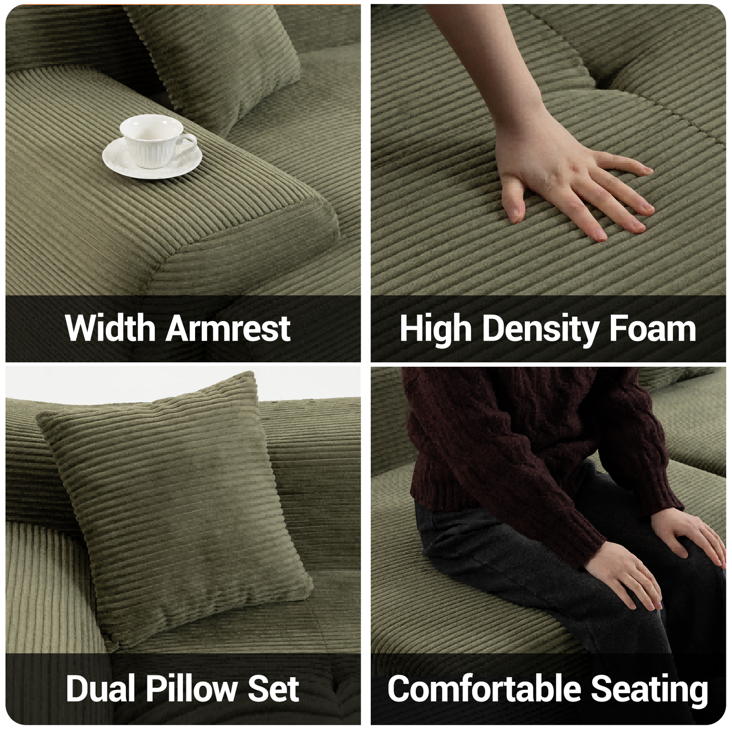 DELMANGO Cloud Sectional Sofa Bed, Sleeper Couch for Living Room, Extra Deep Loveseat, No Assembly,Green