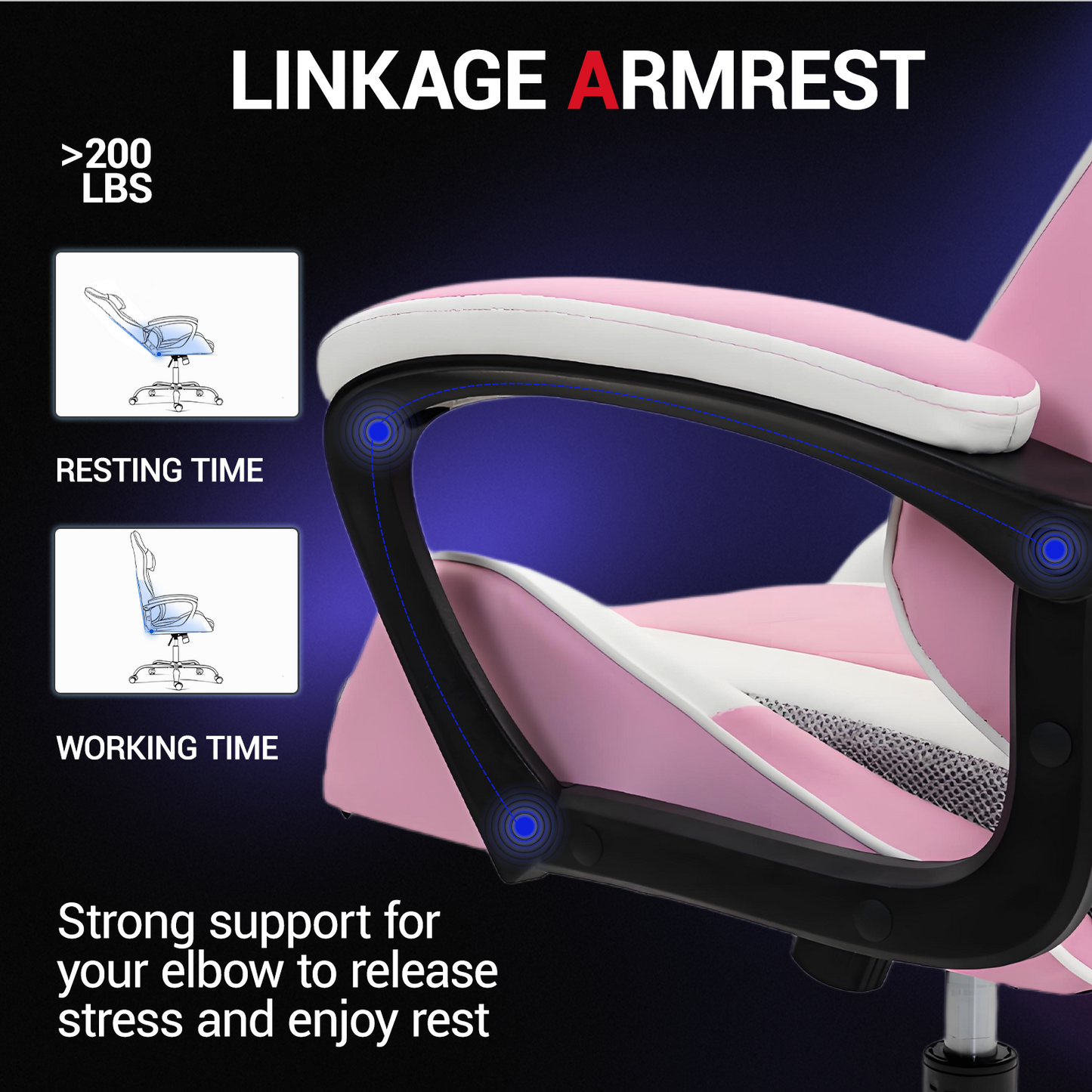 DELMANGO Ergonomic Gaming Chair, Racing Style Office Computer Desk Chair, Swivel PU Leather PC Gamer Chair, Pink