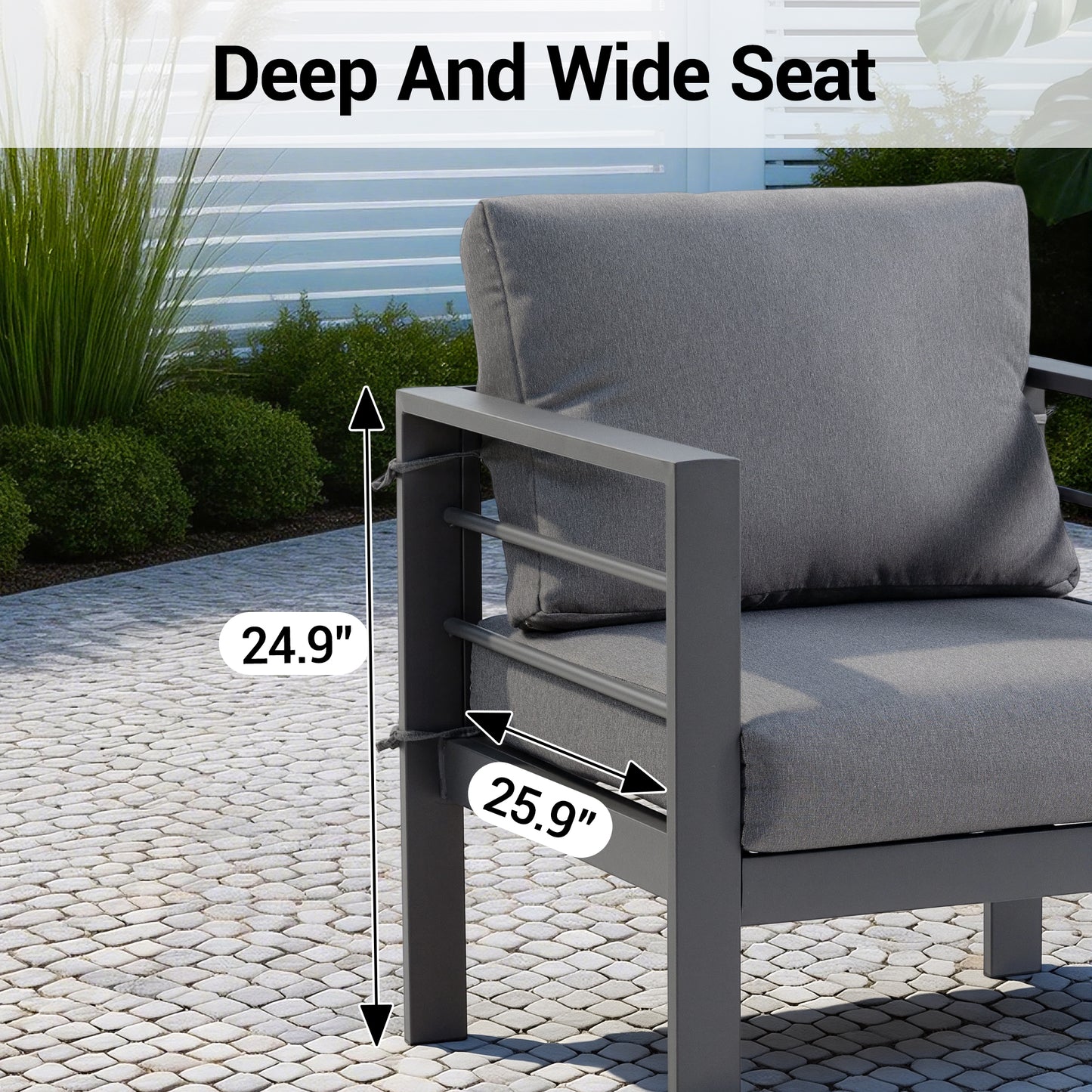 DELMANGO 4 Pieces Patio Furniture Set, Outdoor Conversation Set All-Weather Patio Sofa Set for Garden, Balcony, Deck, Backyard Gray