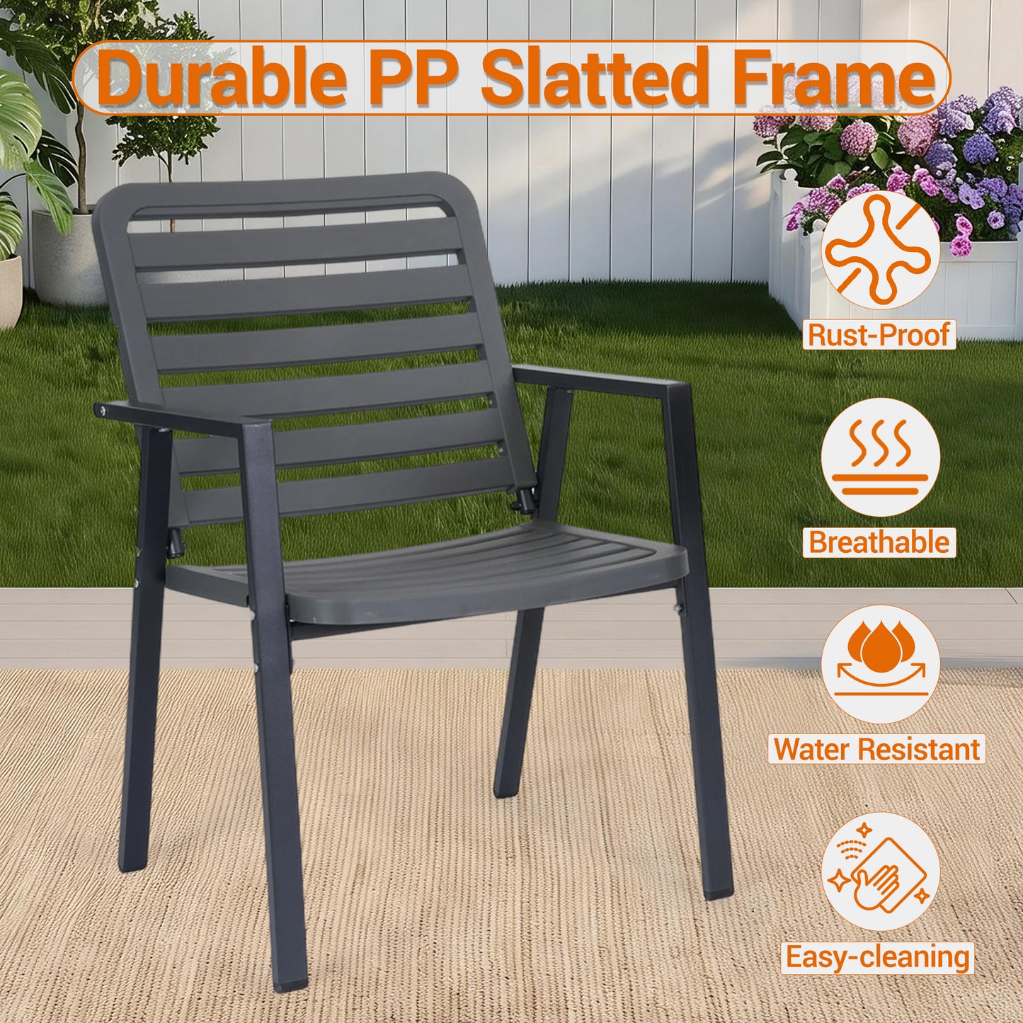 DELMANGO 3 Pieces Bistro Table and Chairs, Waterproof Patio Furniture Set, All-Weather Outdoor Table and Chairs, Balcony Furniture for Porch, Yard, Garden, Grey