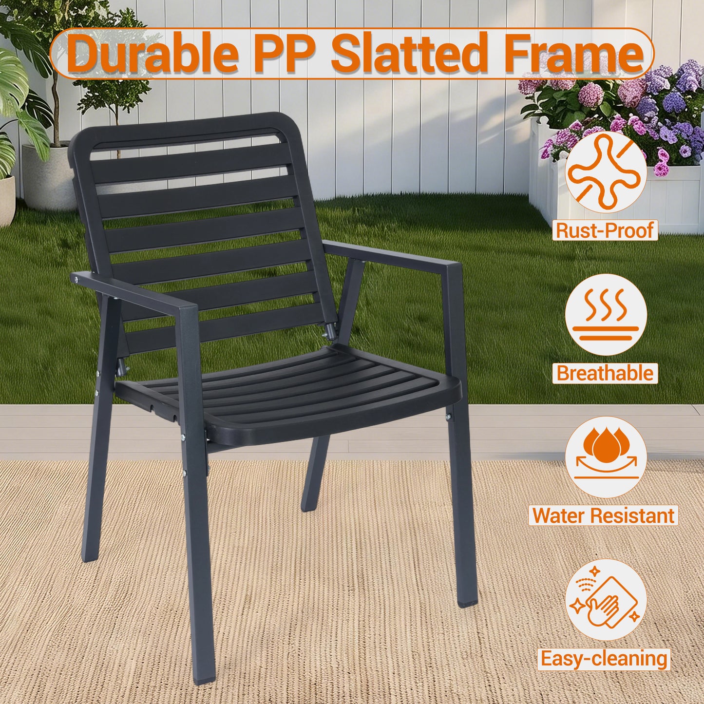 DELMANGO 3 Pieces Bistro Table and Chairs, Waterproof Patio Furniture Set, All-Weather Outdoor Table and Chairs, Balcony Furniture for Porch, Yard, Garden, Black