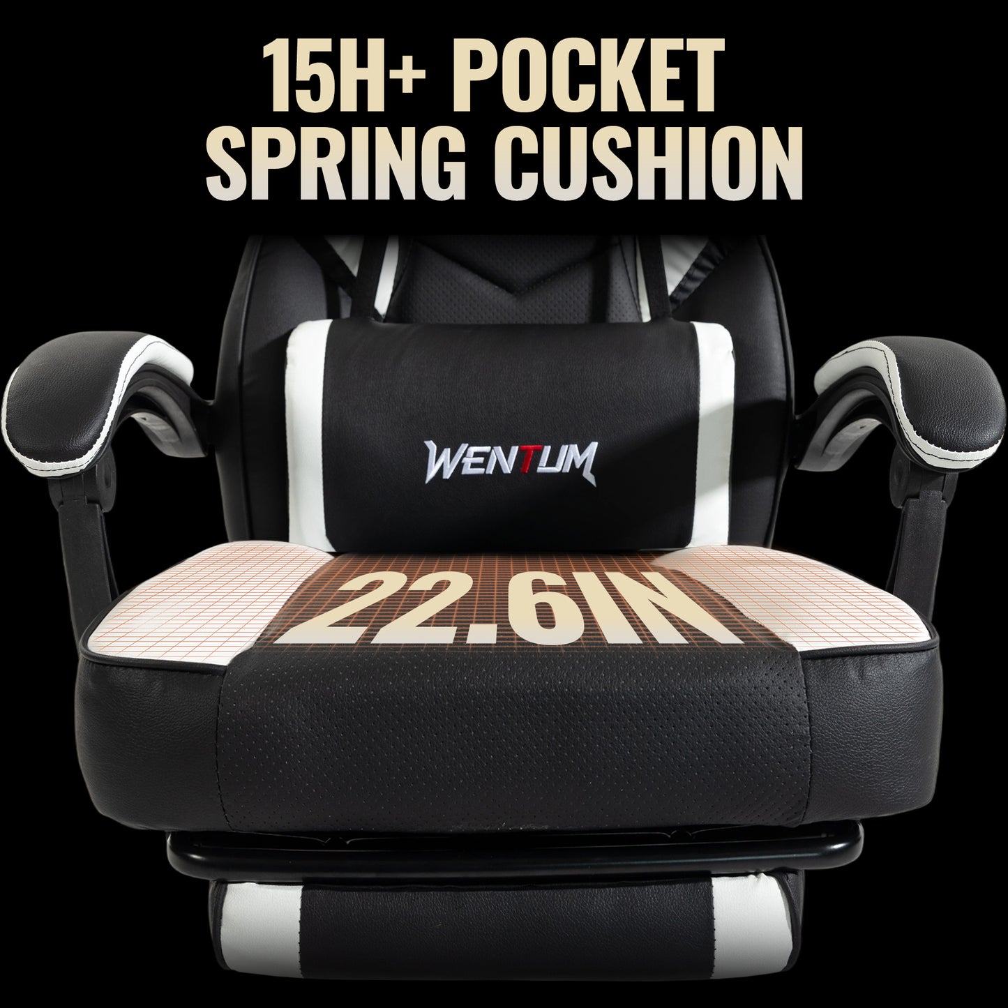 Delmango Gaming Chair 350lb Weight Capacity with Footrest, Big & Tall Ergonomic Office Chair for Adults with Oversized Headrest and Lumbar Pillow, Computer Chair Gaming for Office£¨White£©