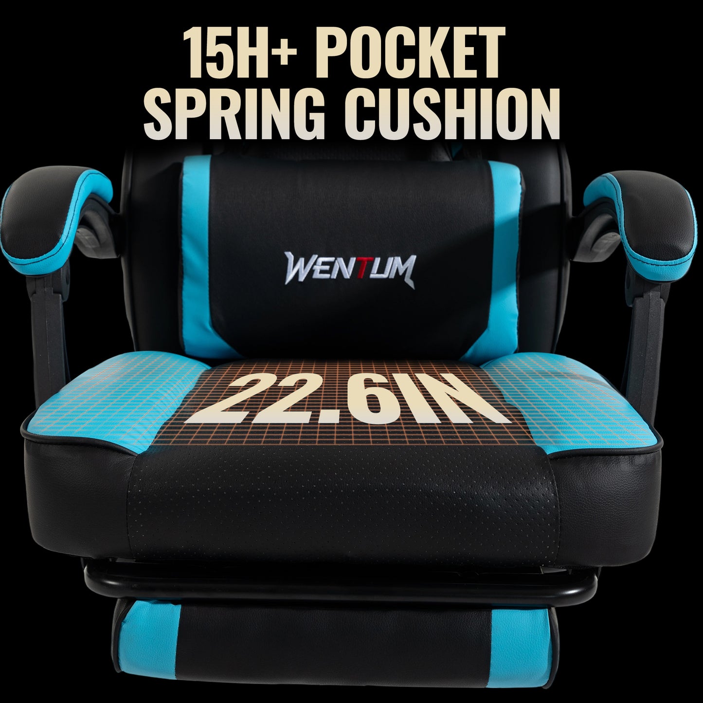 Big & Tall Gaming Chair 350lb Weight Capacity with Footrest, Ergonomic Video Game Chair for Adults with Oversized Headrest and Lumbar Pillow, Computer Chair Gaming for Office£¨Blue£©