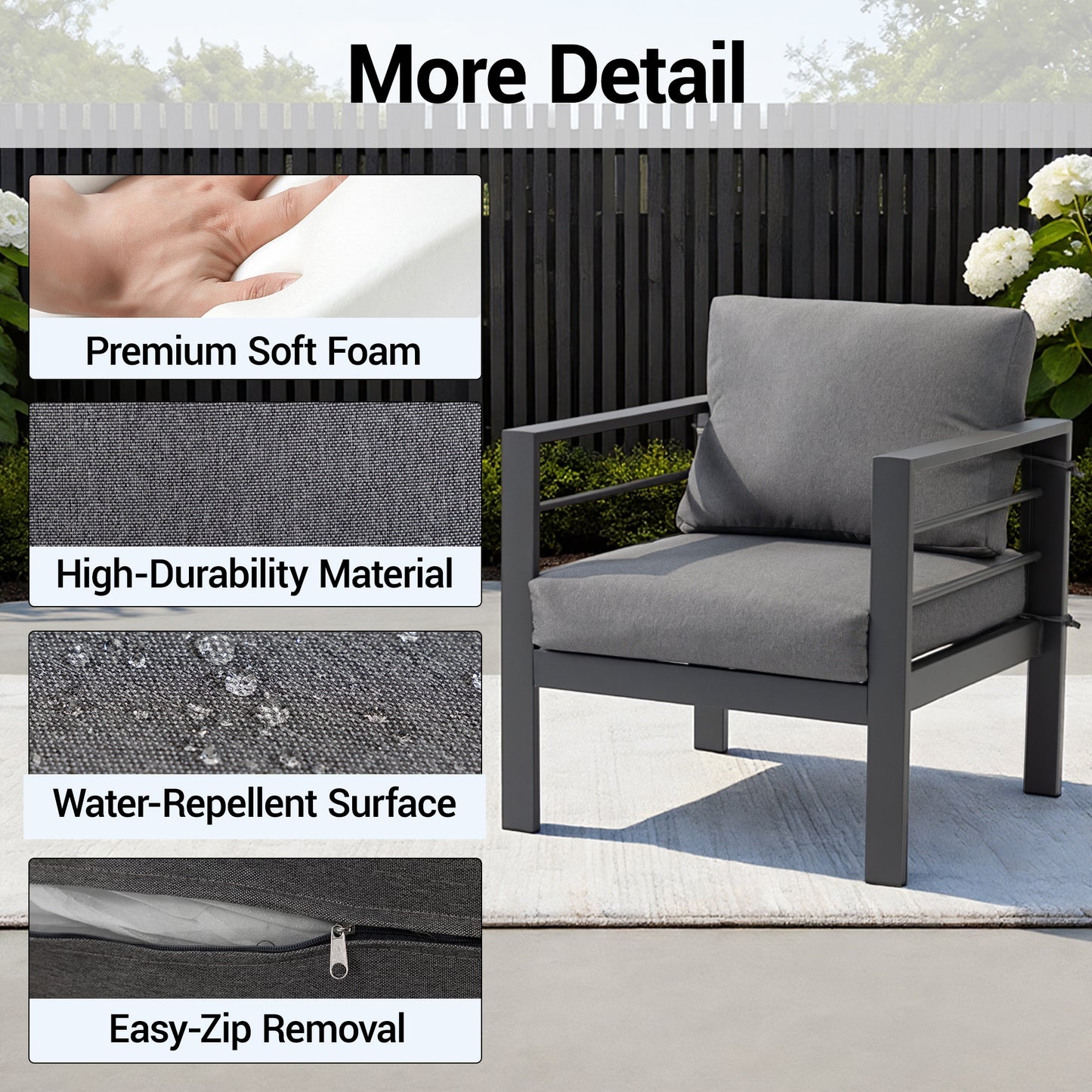 DELMANGO 4 Pieces Patio Furniture Set, Outdoor Conversation Set All-Weather Patio Sofa Set for Garden, Balcony, Deck, Backyard Gray