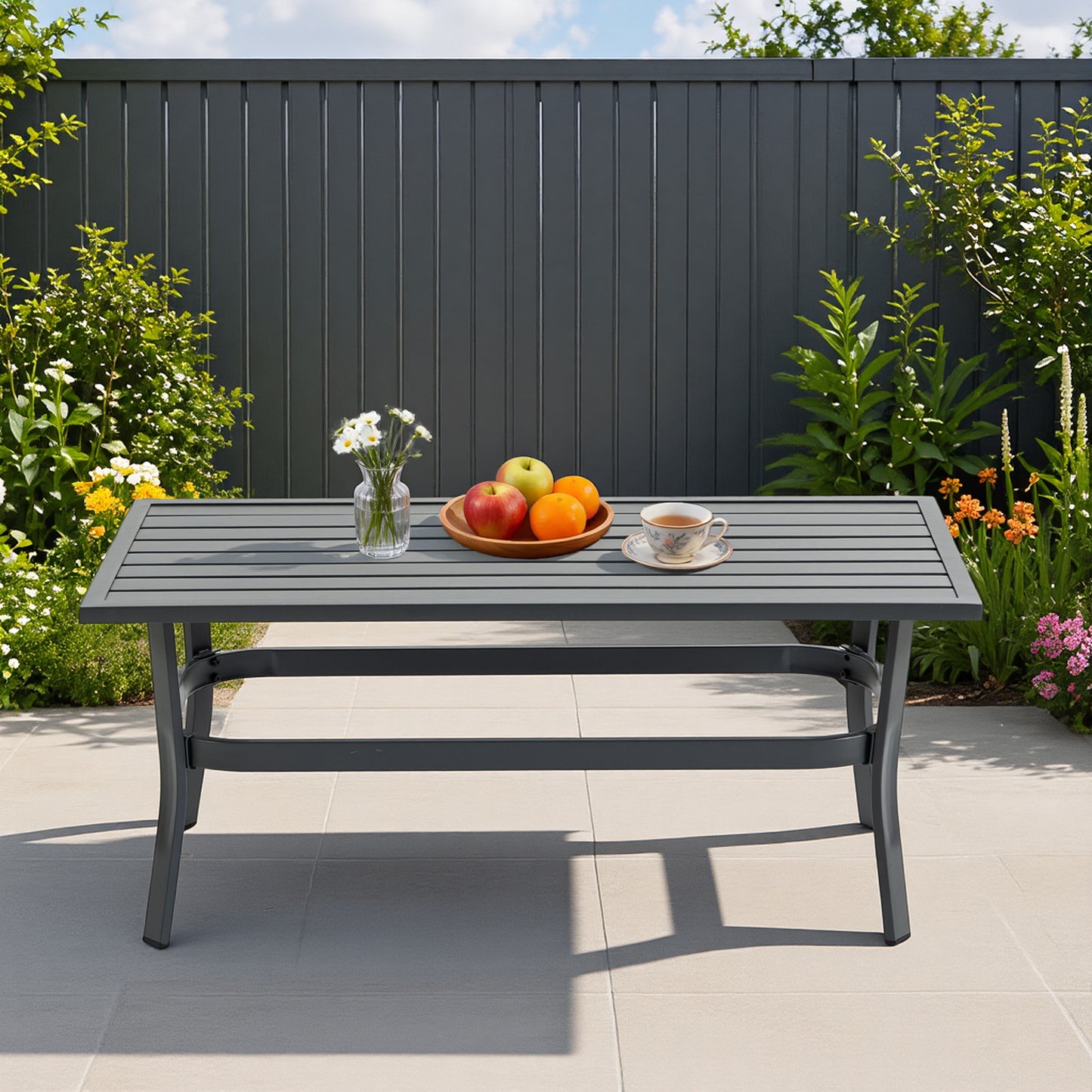 DELMANGO Outdoor Coffee Table for Garden, Backyard, Porch, Grey